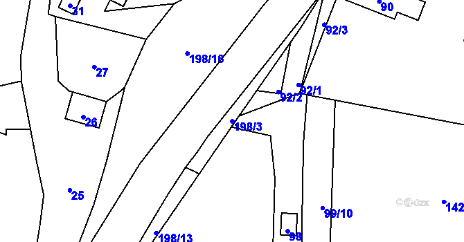 Parcela st. 198/3 v KÚ Štemplovec, Katastrální mapa
