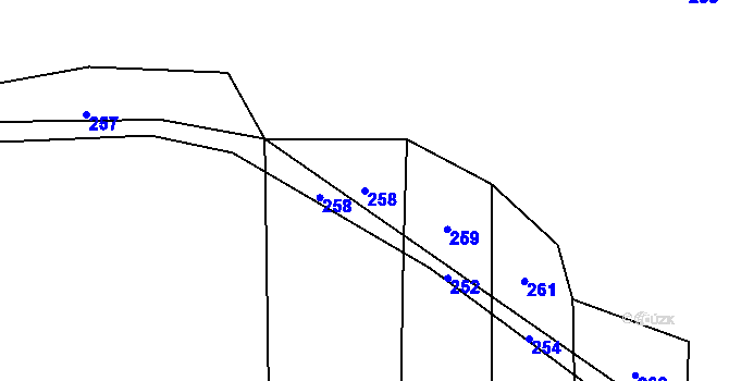 Parcela st. 258 v KÚ Štemplovec, Katastrální mapa