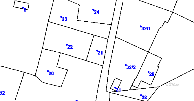 Parcela st. 21 v KÚ Štemplovec, Katastrální mapa