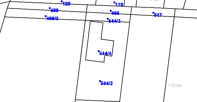 Parcela st. 544/4 v KÚ Štemplovec, Katastrální mapa