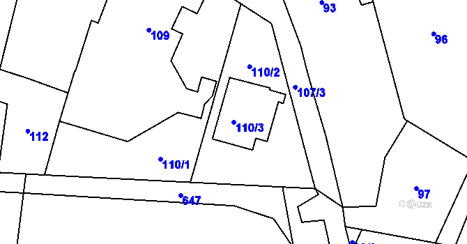 Parcela st. 110/3 v KÚ Štemplovec, Katastrální mapa
