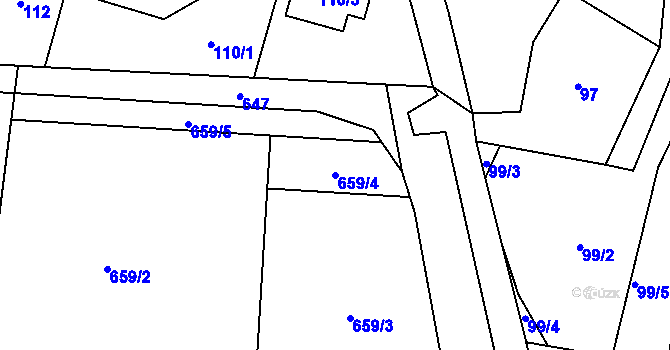 Parcela st. 659/4 v KÚ Štemplovec, Katastrální mapa