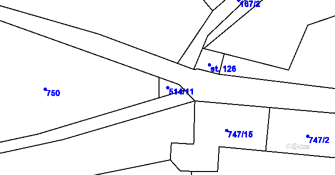 Parcela st. 514/11 v KÚ Dlouhá Ves, Katastrální mapa