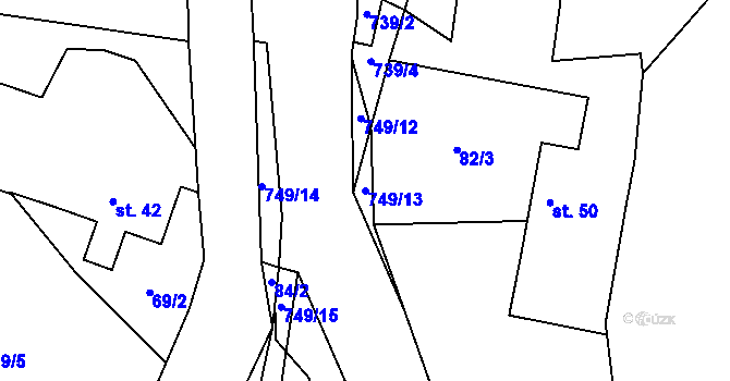 Parcela st. 749/13 v KÚ Hejnov, Katastrální mapa