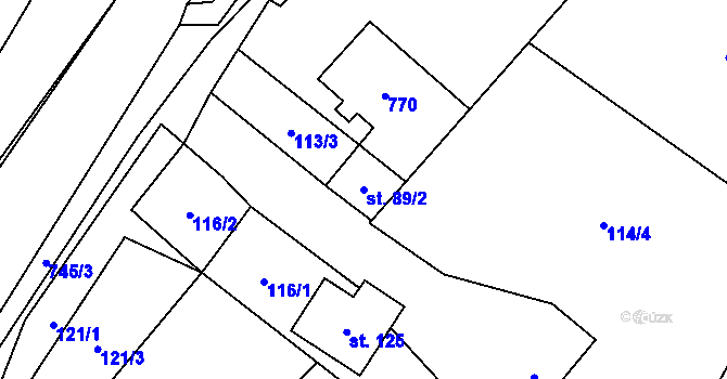 Parcela st. 89/2 v KÚ Hejnov, Katastrální mapa