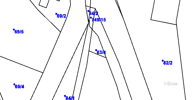 Parcela st. 83/4 v KÚ Hejnov, Katastrální mapa