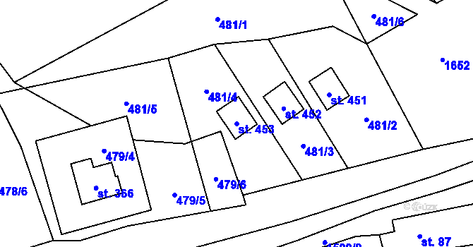 Parcela st. 453 v KÚ Holčovice, Katastrální mapa