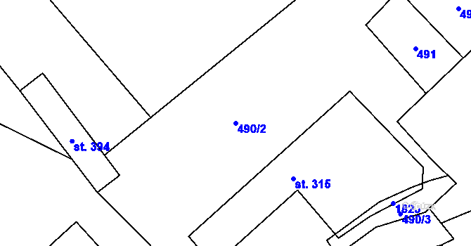 Parcela st. 490/2 v KÚ Holčovice, Katastrální mapa