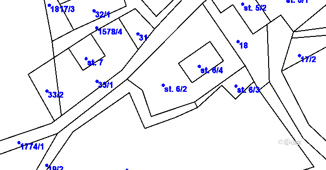 Parcela st. 6/2 v KÚ Holčovice, Katastrální mapa