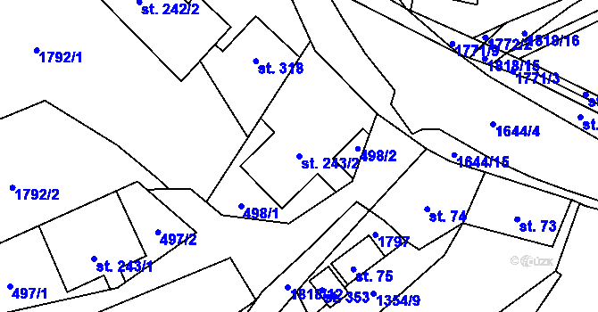 Parcela st. 243/2 v KÚ Holčovice, Katastrální mapa