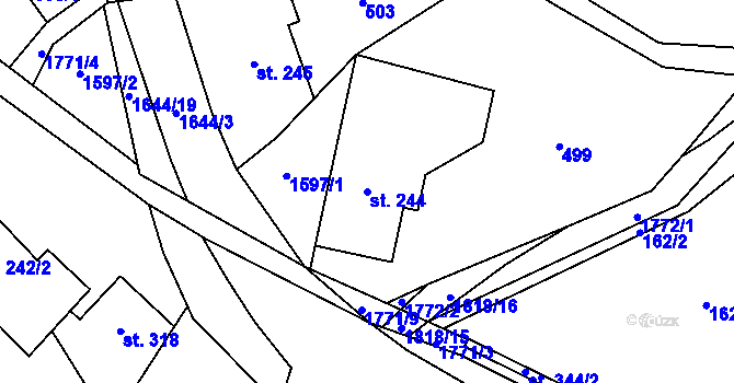 Parcela st. 244 v KÚ Holčovice, Katastrální mapa