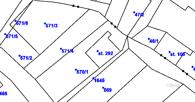 Parcela st. 292 v KÚ Holčovice, Katastrální mapa