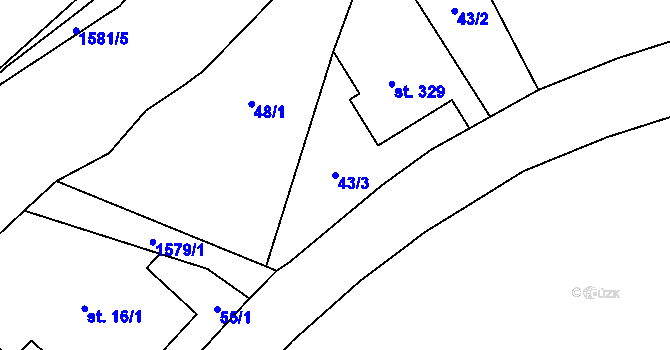 Parcela st. 43/3 v KÚ Holčovice, Katastrální mapa