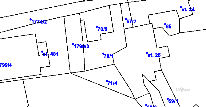 Parcela st. 70/1 v KÚ Holčovice, Katastrální mapa
