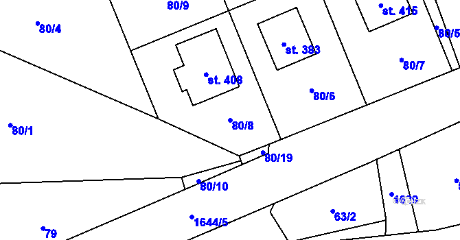 Parcela st. 80/8 v KÚ Holčovice, Katastrální mapa