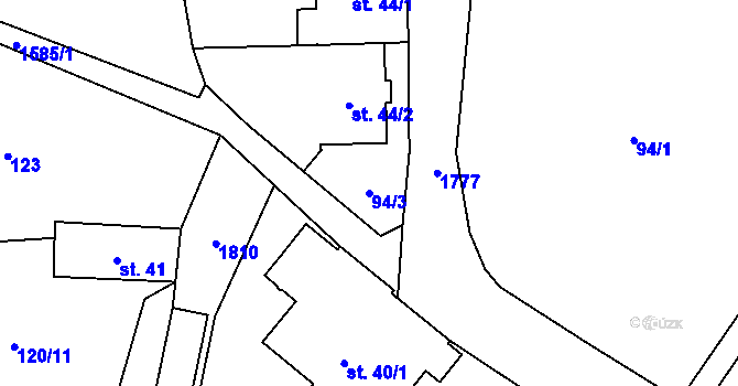 Parcela st. 94/3 v KÚ Holčovice, Katastrální mapa