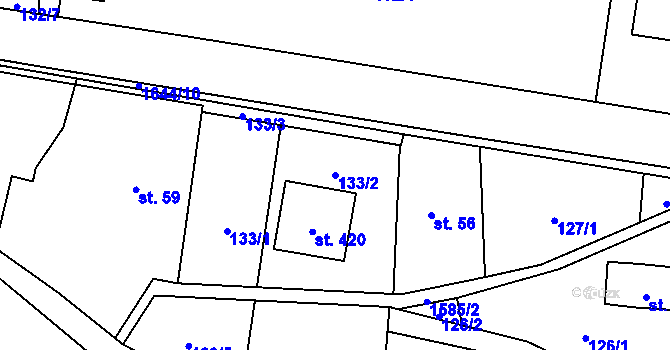 Parcela st. 133/2 v KÚ Holčovice, Katastrální mapa