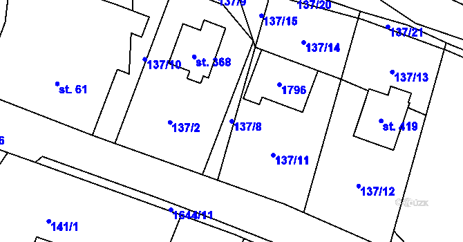 Parcela st. 137/8 v KÚ Holčovice, Katastrální mapa