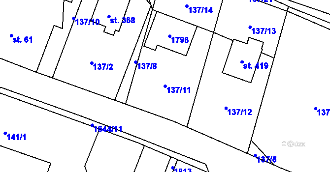 Parcela st. 137/11 v KÚ Holčovice, Katastrální mapa