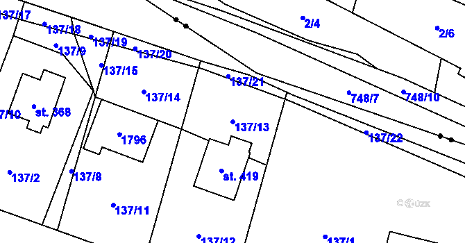 Parcela st. 137/13 v KÚ Holčovice, Katastrální mapa