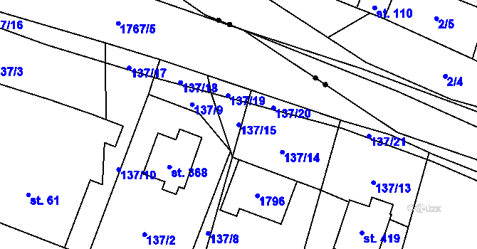 Parcela st. 137/15 v KÚ Holčovice, Katastrální mapa