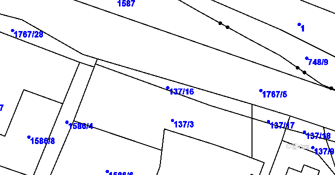 Parcela st. 137/16 v KÚ Holčovice, Katastrální mapa