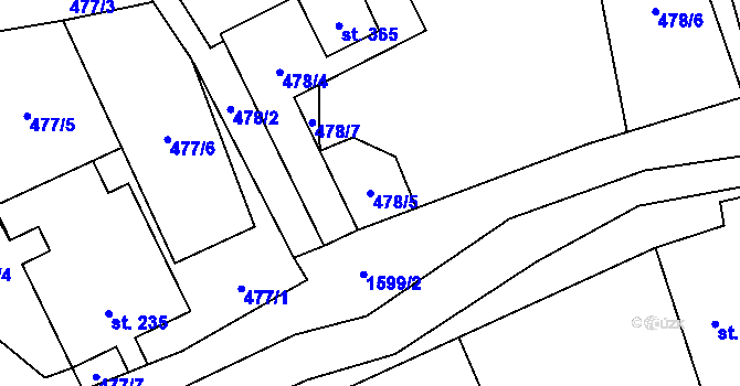 Parcela st. 478/5 v KÚ Holčovice, Katastrální mapa