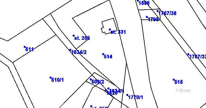 Parcela st. 514 v KÚ Holčovice, Katastrální mapa