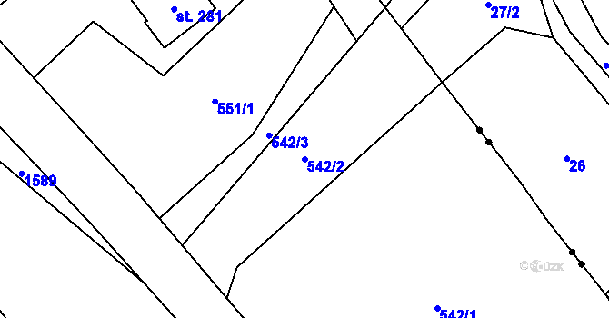 Parcela st. 542/2 v KÚ Holčovice, Katastrální mapa