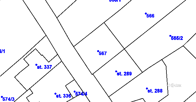 Parcela st. 567 v KÚ Holčovice, Katastrální mapa