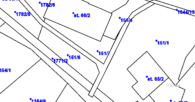 Parcela st. 151/7 v KÚ Holčovice, Katastrální mapa