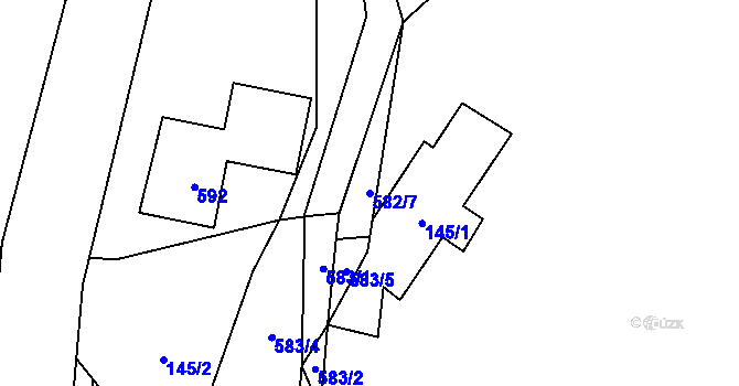 Parcela st. 582/7 v KÚ Jelení u Holčovic, Katastrální mapa