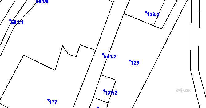 Parcela st. 541/2 v KÚ Jelení u Holčovic, Katastrální mapa