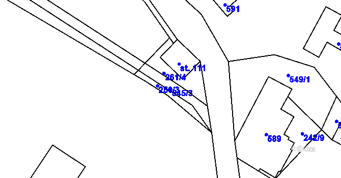 Parcela st. 545/3 v KÚ Jelení u Holčovic, Katastrální mapa