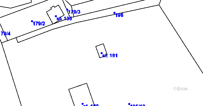 Parcela st. 191 v KÚ Komora, Katastrální mapa