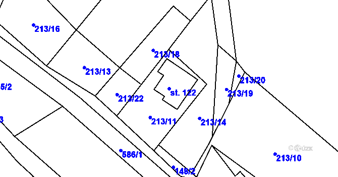 Parcela st. 122 v KÚ Komora, Katastrální mapa