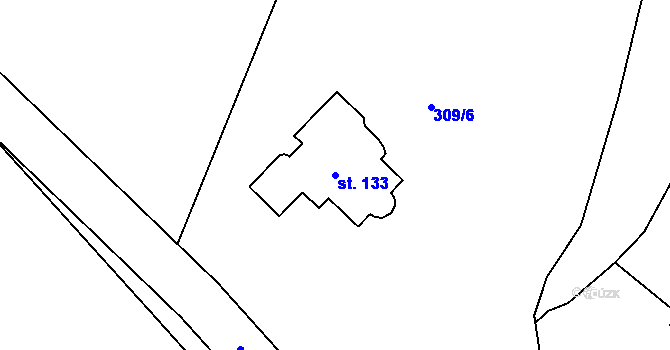 Parcela st. 133 v KÚ Holé Vrchy, Katastrální mapa