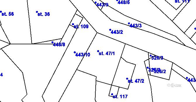 Parcela st. 47/1 v KÚ Holé Vrchy, Katastrální mapa
