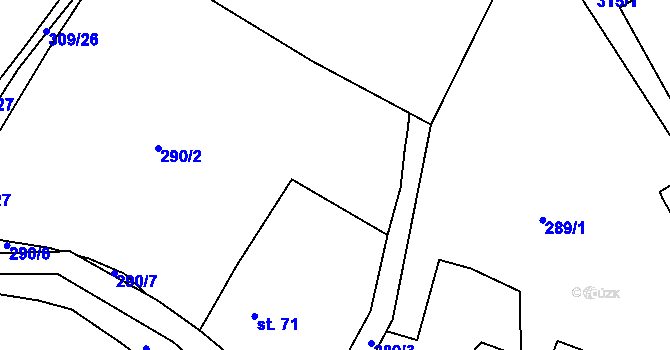 Parcela st. 289/2 v KÚ Holé Vrchy, Katastrální mapa
