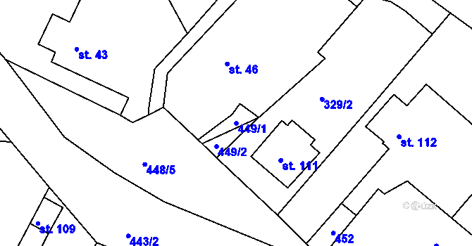 Parcela st. 449/1 v KÚ Holé Vrchy, Katastrální mapa