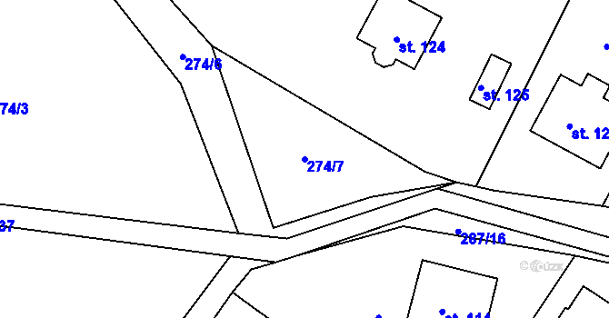 Parcela st. 274/7 v KÚ Holé Vrchy, Katastrální mapa