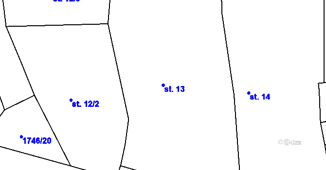 Parcela st. 13 v KÚ Holedeč, Katastrální mapa