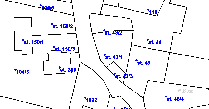 Parcela st. 43/1 v KÚ Holedeč, Katastrální mapa