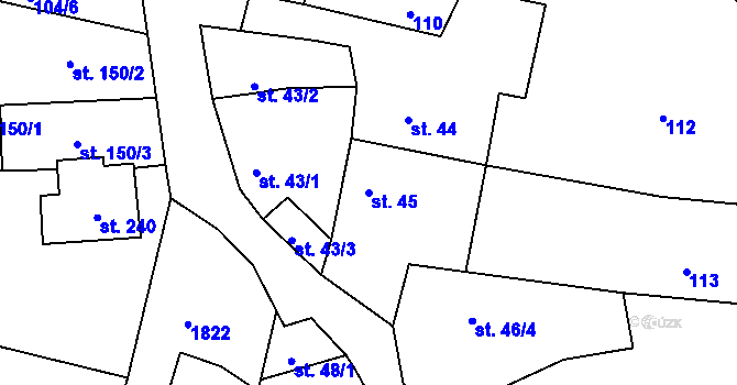 Parcela st. 45 v KÚ Holedeč, Katastrální mapa