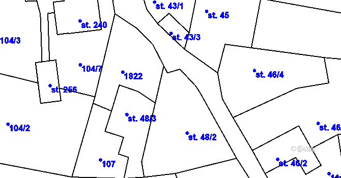 Parcela st. 48/1 v KÚ Holedeč, Katastrální mapa