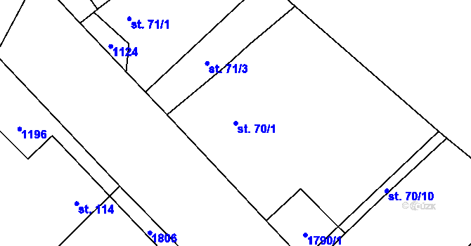 Parcela st. 70/1 v KÚ Holedeč, Katastrální mapa