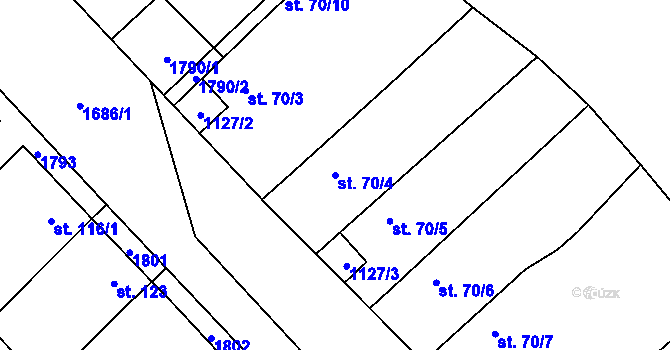 Parcela st. 70/4 v KÚ Holedeč, Katastrální mapa