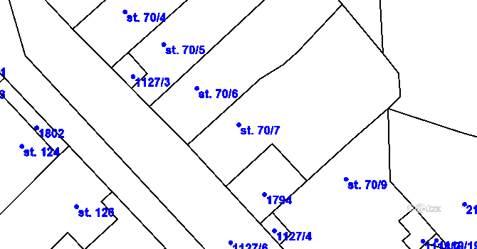 Parcela st. 70/7 v KÚ Holedeč, Katastrální mapa