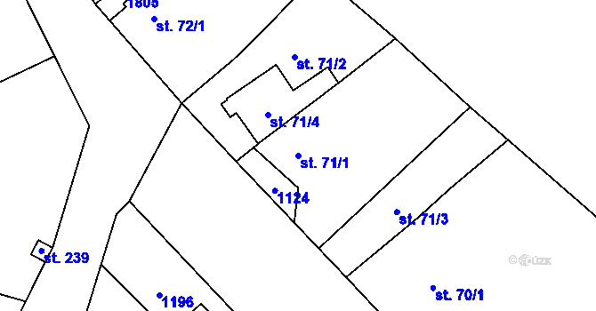 Parcela st. 71/1 v KÚ Holedeč, Katastrální mapa