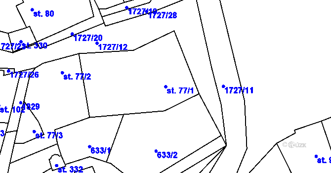 Parcela st. 77/1 v KÚ Holedeč, Katastrální mapa